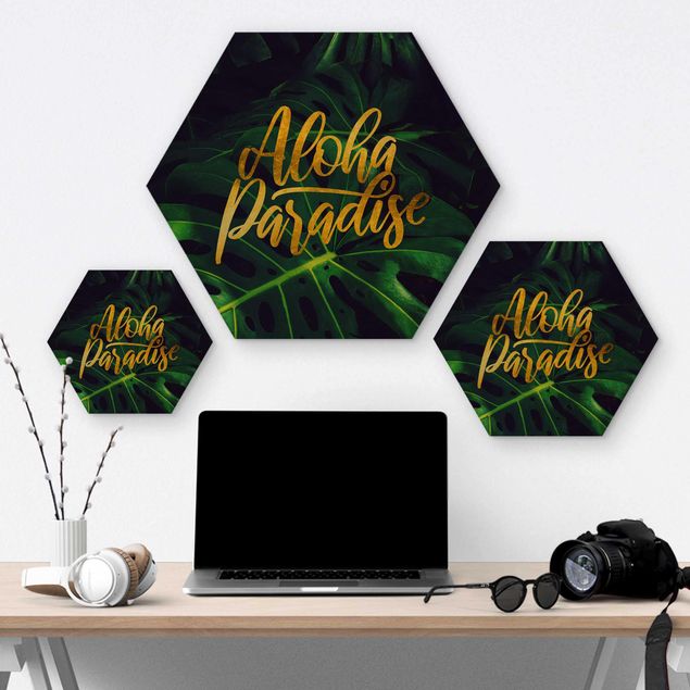 Hexagons houten schilderijen Jungle - Aloha Paradise