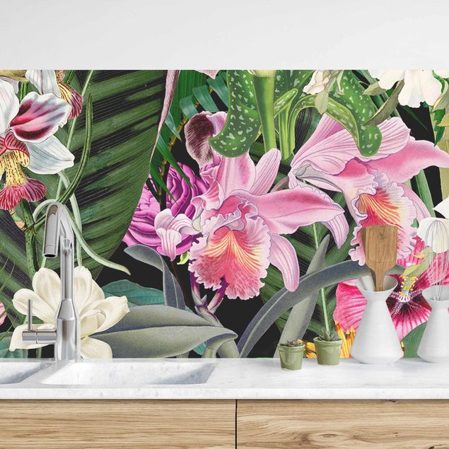 Achterwand voor keuken bloemen Colourful Tropical Flowers Collage II