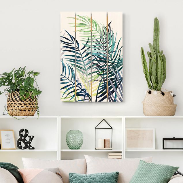 Houten schilderijen op plank Exotic Foliage - Palme