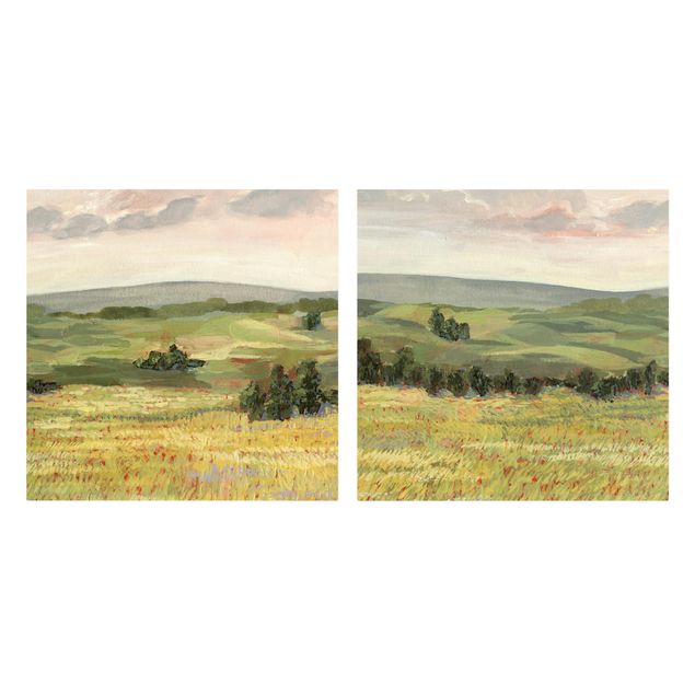 Canvas schilderijen - 2-delig  Meadow In The Morning I Set