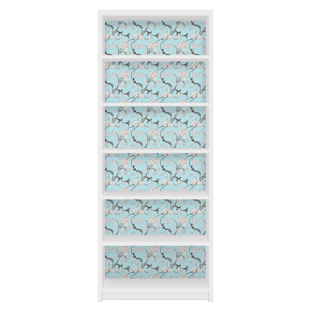 Meubelfolie IKEA Billy Boekenkast Light-blue Floral Design