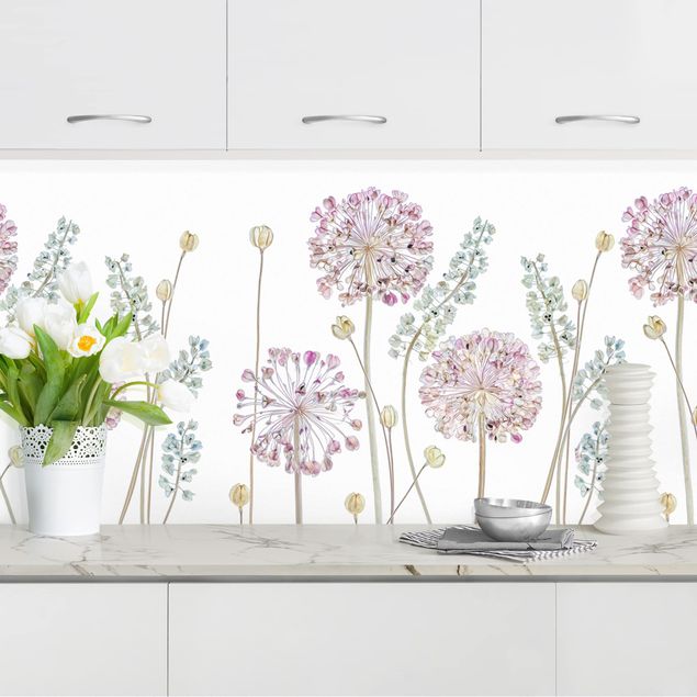 Achterwand voor keuken bloemen Allium Illustration II