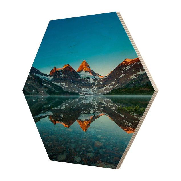 Hexagons houten schilderijen Mountain Landscape At Lake Magog In Canada