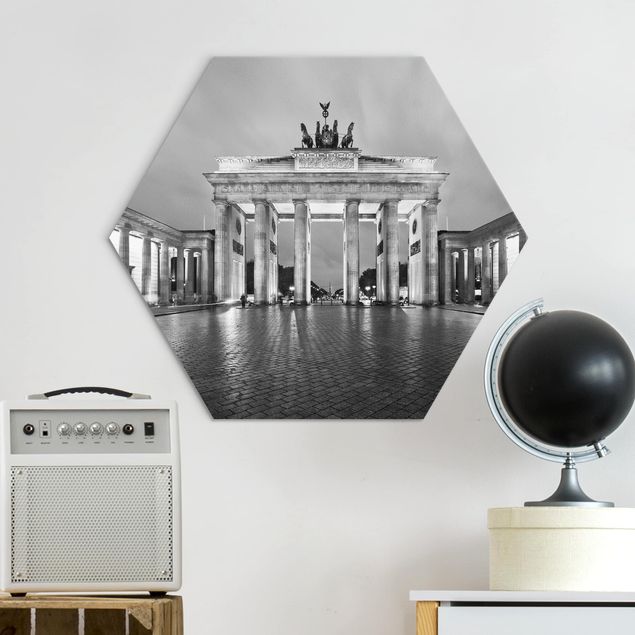Hexagons Aluminium Dibond schilderijen Illuminated Brandenburg Gate II