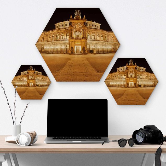 Hexagons houten schilderijen Dresden Opera House