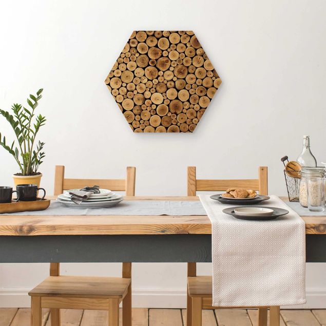 Hexagons houten schilderijen Homey Firewood