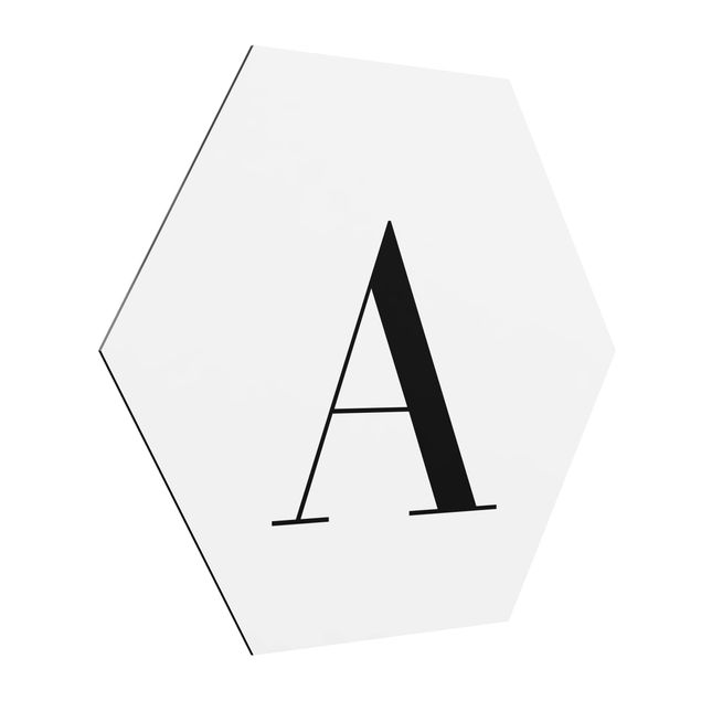 Hexagons Aluminium Dibond schilderijen Letter Serif White A