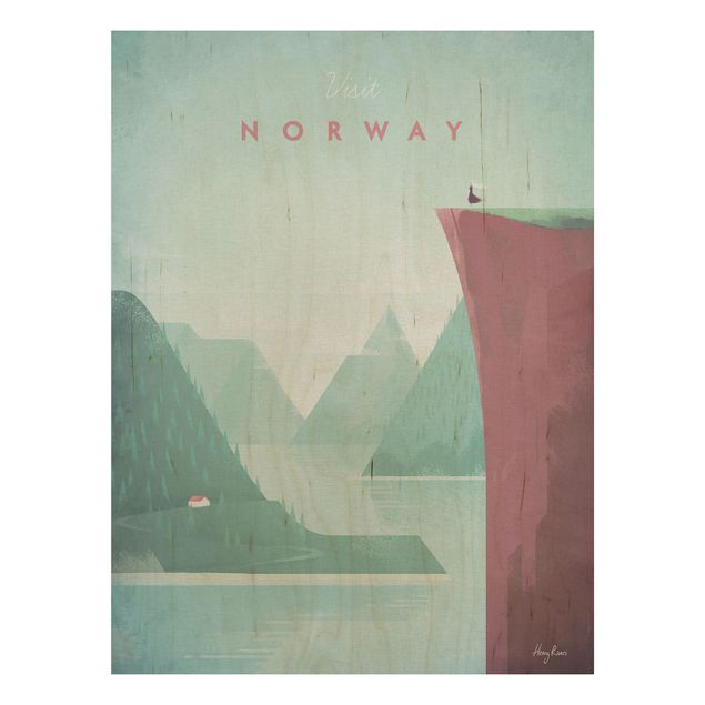 Houten schilderijen Travel Poster - Norway