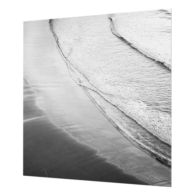 Spatscherm keuken Soft Waves On The Beach Black And White