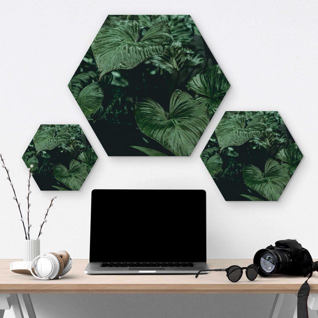 Hexagons houten schilderijen Tropical Plants I