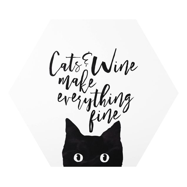 Hexagons Forex schilderijen Cats And Wine make Everything Fine