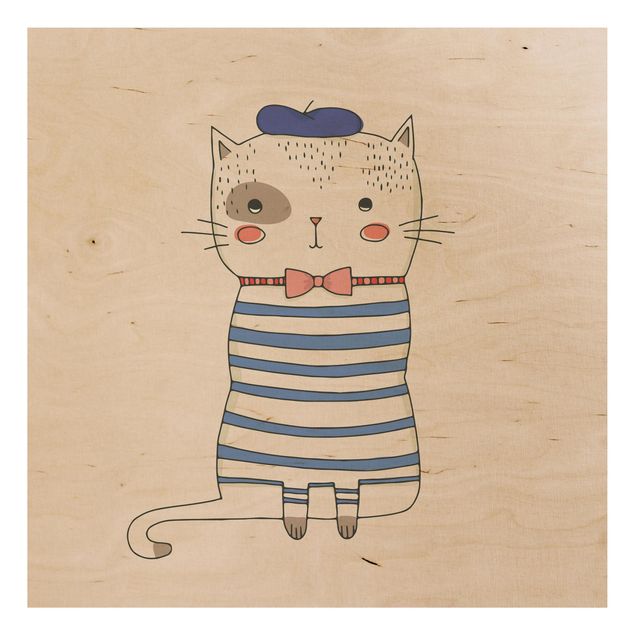 Houten schilderijen Cat In France