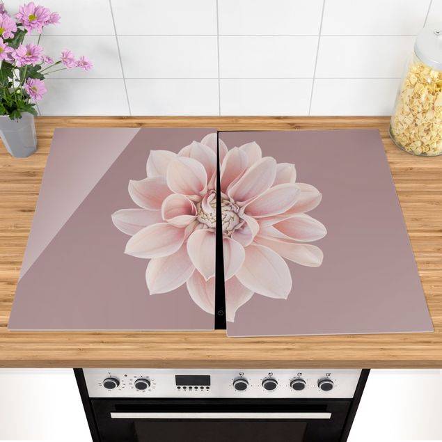 Kookplaat afdekplaten Dahlia Flower Lavender White Pink