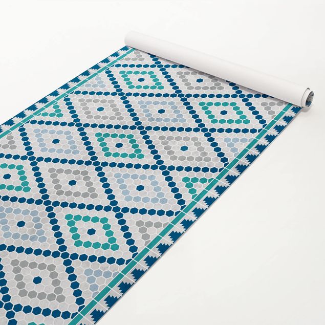 Plakfolien Moroccan Tile Pattern Turquoise Blue