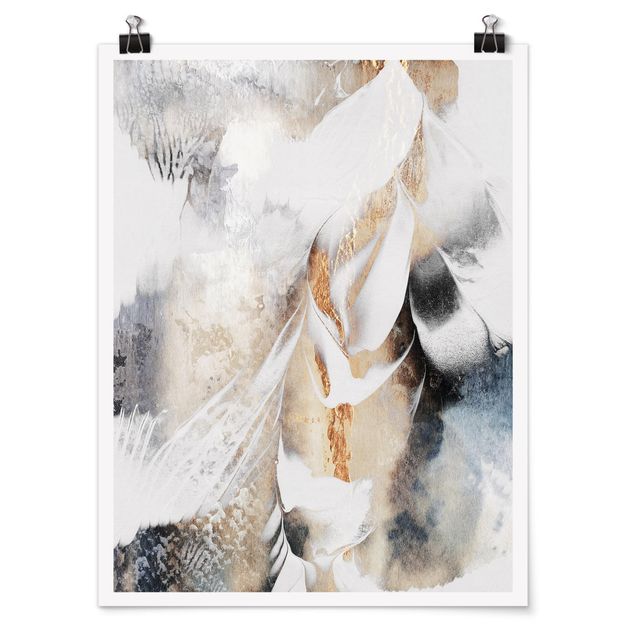 Posters Golden Abstract Winter Painting