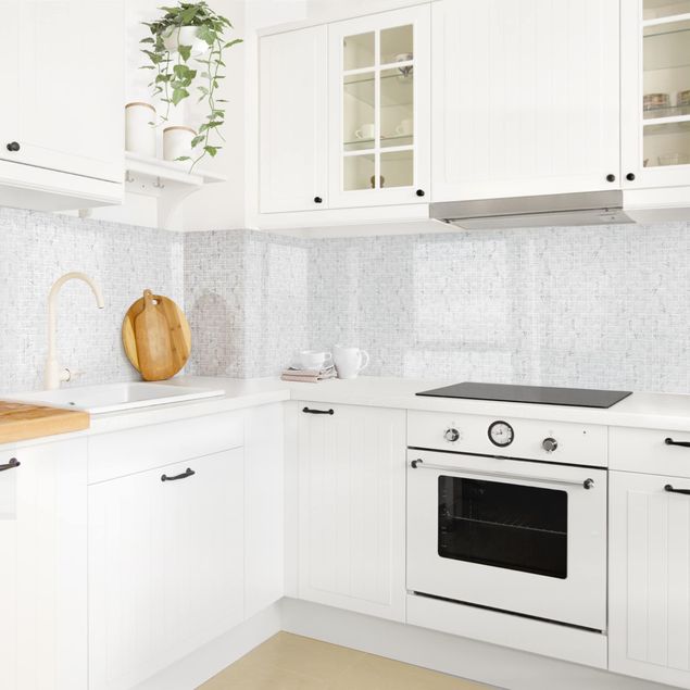 Achterwand voor keuken tegelmotief Mosaic Tile Marble Look Bianco Carrara