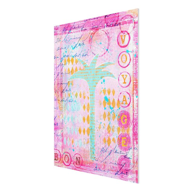 Forex schilderijen Colourful Collage - Bon Voyage With Palm Tree