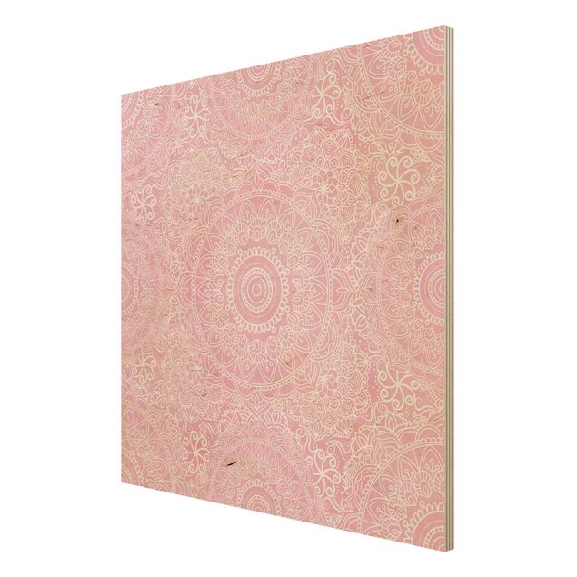 Houten schilderijen Pattern Mandala Light Pink