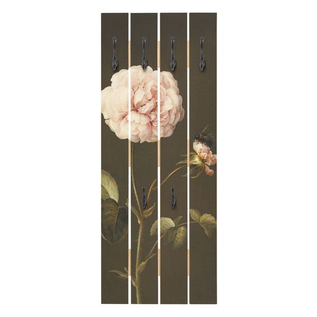 Wandkapstokken houten pallet Barbara Regina Dietzsch - French Rose With Bumblbee
