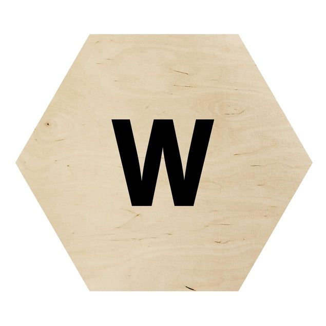 Hexagons houten schilderijen Letter White W
