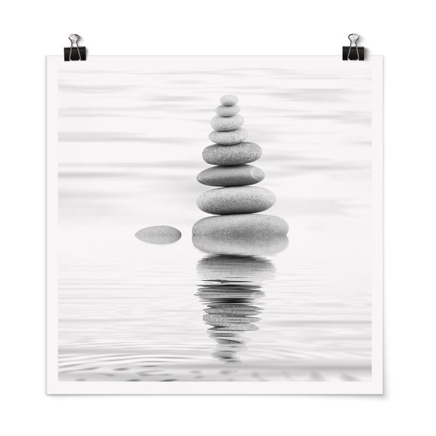 Posters Stone Tower In Water Black And White