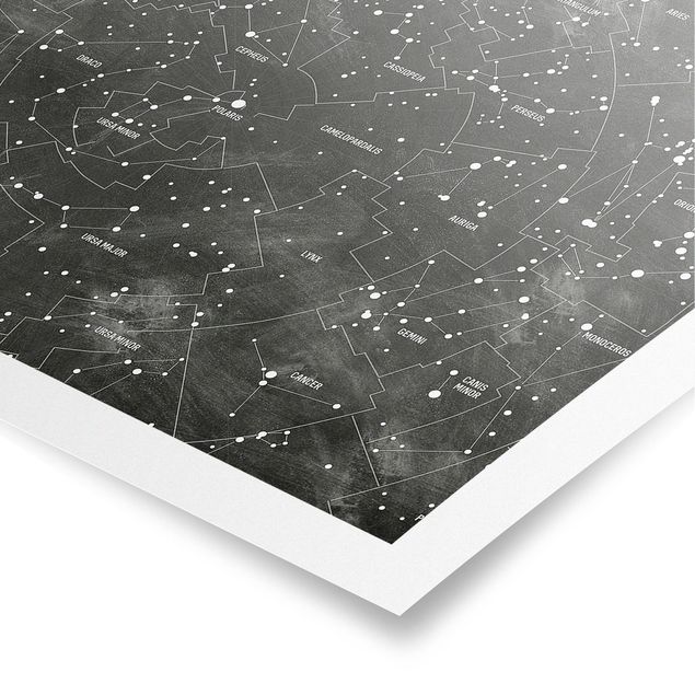 Posters Map Of Constellations Blackboard Look