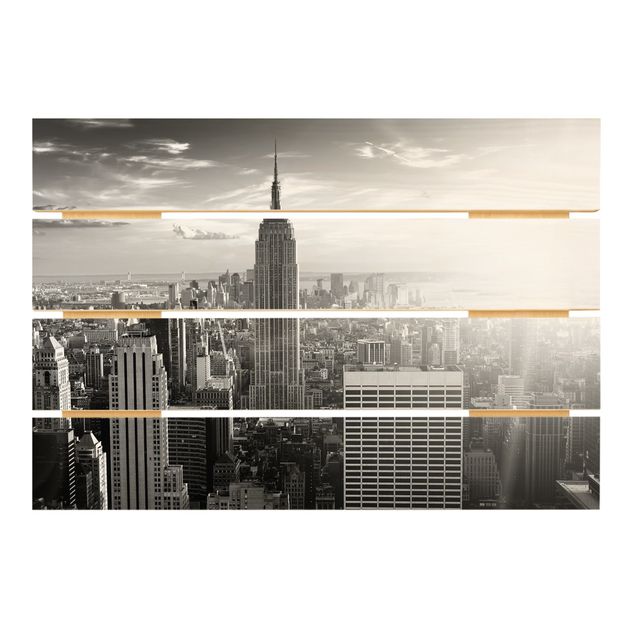 Houten schilderijen op plank Manhattan Skyline