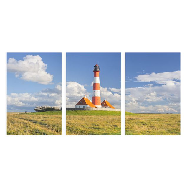 Canvas schilderijen - 3-delig Lighthouse In Schleswig-Holstein