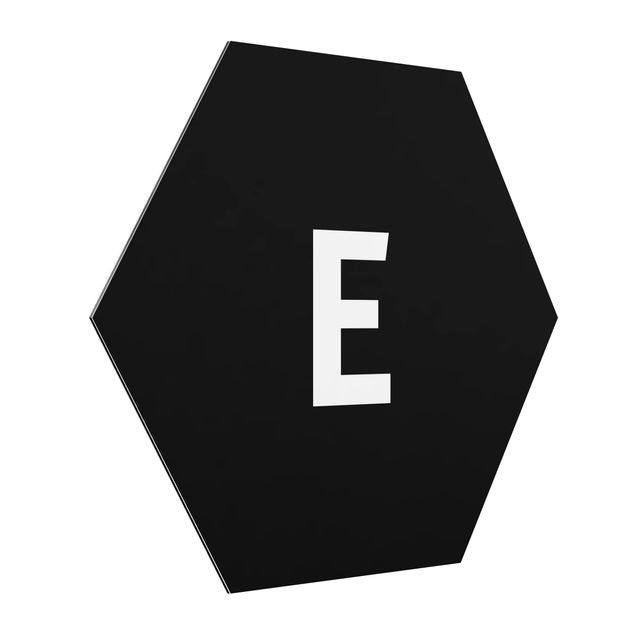 Hexagons Aluminium Dibond schilderijen Letter Black E