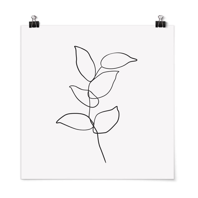 Posters Line Art Branch Black And White