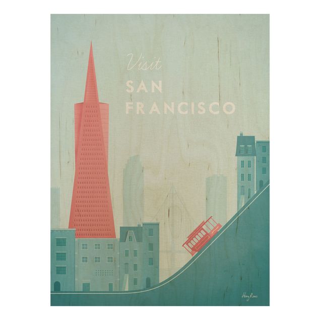 Houten schilderijen Travel Poster - San Francisco