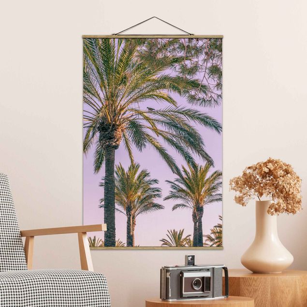 Stoffen schilderij met posterlijst Palm Trees At Sunset
