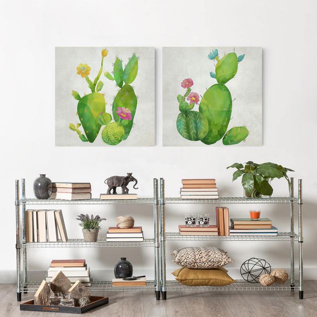 Canvas schilderijen - 2-delig  Cactus Family Set I