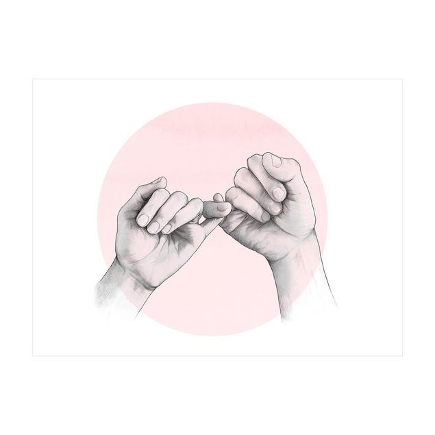 Vinyl tapijt Illustration Hands Friendship Circle Pink White