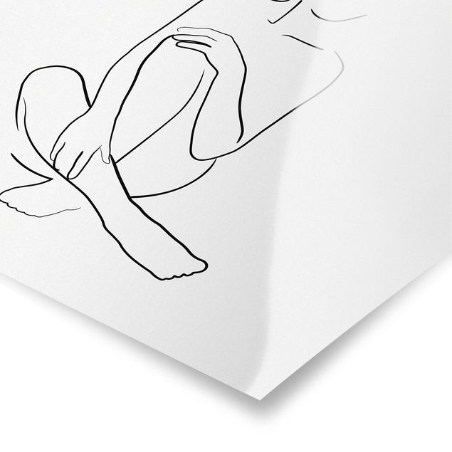 Posters Line Art Woman Sitting Black And White