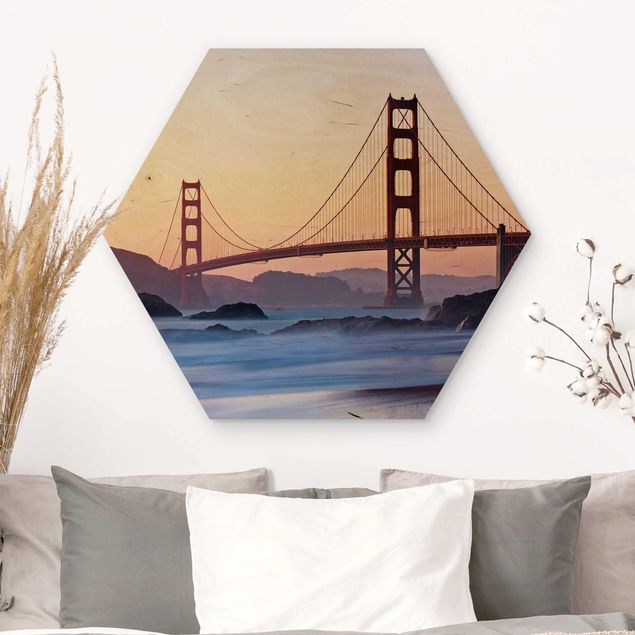 Hexagons houten schilderijen San Francisco Romance