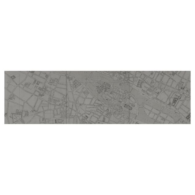 Keukenachterwanden Vintage Map Paris At the Seine In Grey