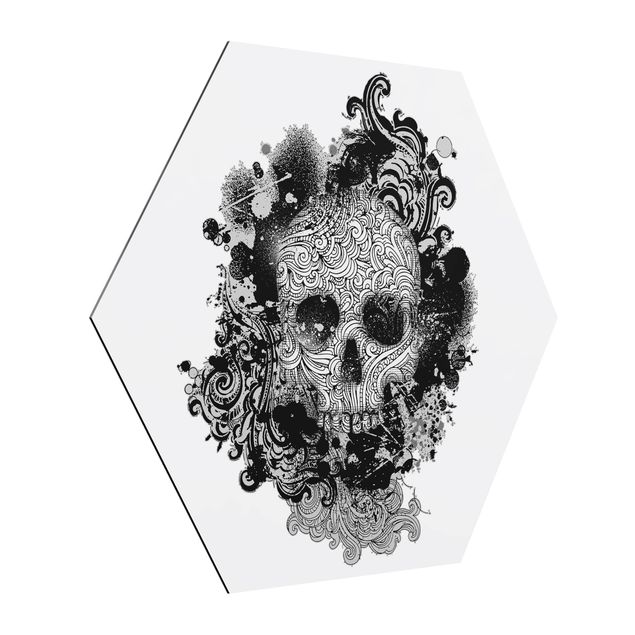Hexagons Aluminium Dibond schilderijen Skull