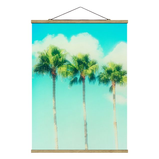 Stoffen schilderij met posterlijst Palm Trees Against Blue Sky