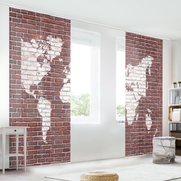 Schuifgordijnen Brick World Map