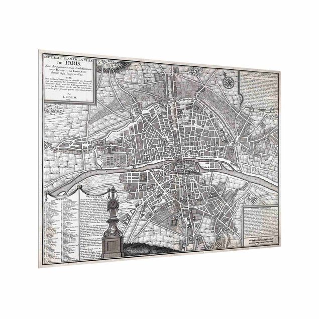 Spatscherm keuken Vintage Map City Of Paris Around 1600