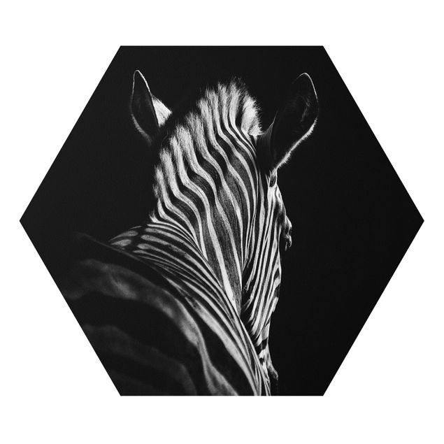 Hexagons Forex schilderijen Dark Zebra Silhouette