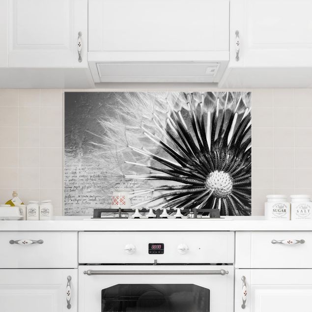 Spatscherm keuken Dandelion Black & White