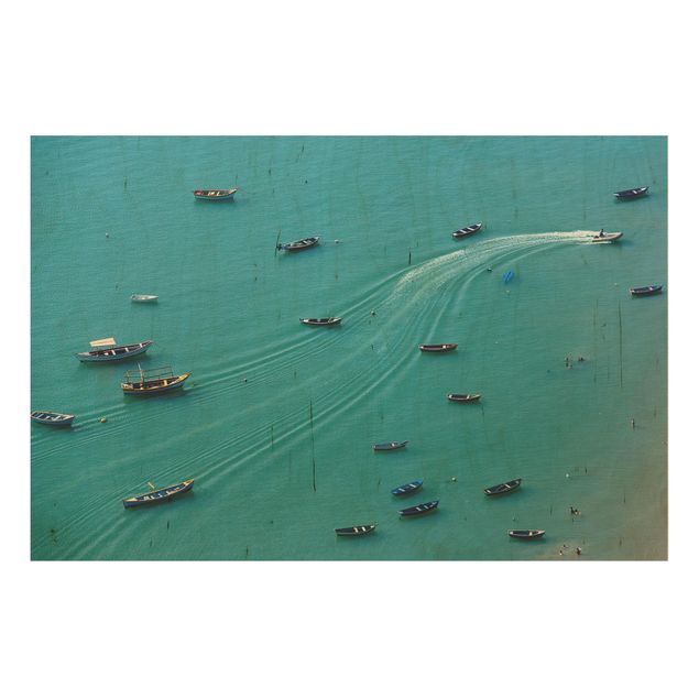 Houten schilderijen Anchored Fishing Boats