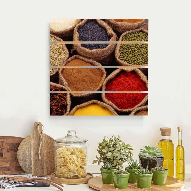 Houten schilderijen op plank Colourful Spices