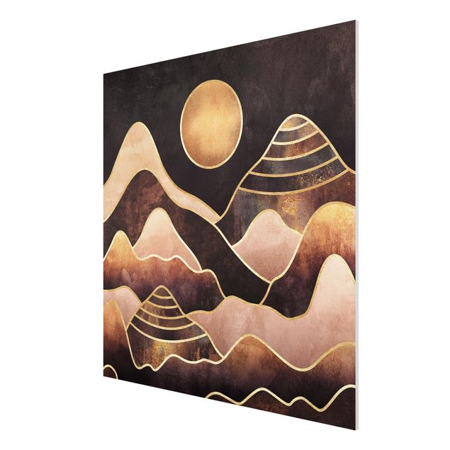 Forex schilderijen Golden Sun Abstract Mountains