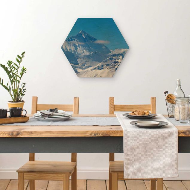 Hexagons houten schilderijen Mount Everest