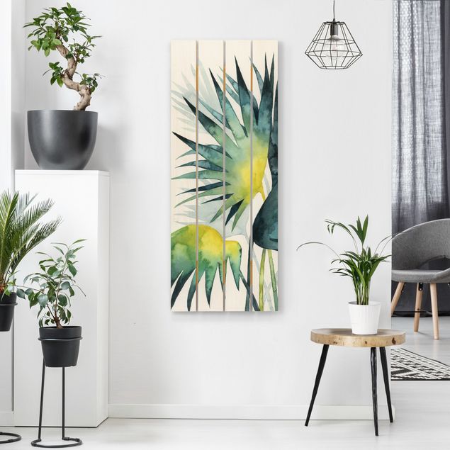 Houten schilderijen op plank Tropical Foliage - Fan Palm