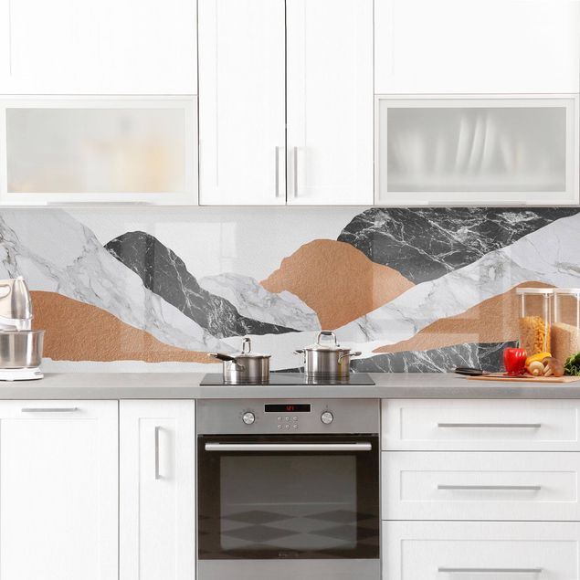 Achterwand in keuken Landscape In Marble And Copper II