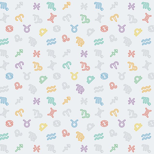 Meubelfolien Nursery Learning Pattern With Colourful Zodiac Symbols